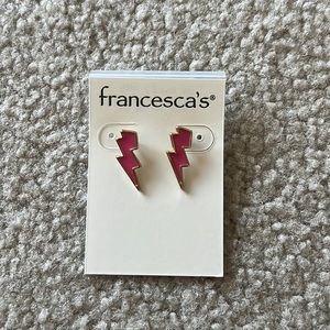 Francesca’s Pink and Gold Lightening Bolt Earrings